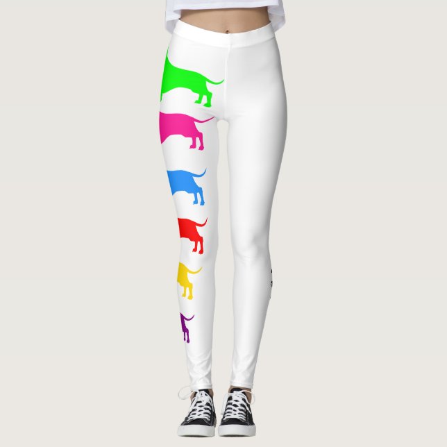 Multi-colour Dachshund Leggings  (Front)