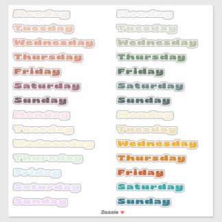 Multi Colour Days of the Week Planner Sticker Shee
