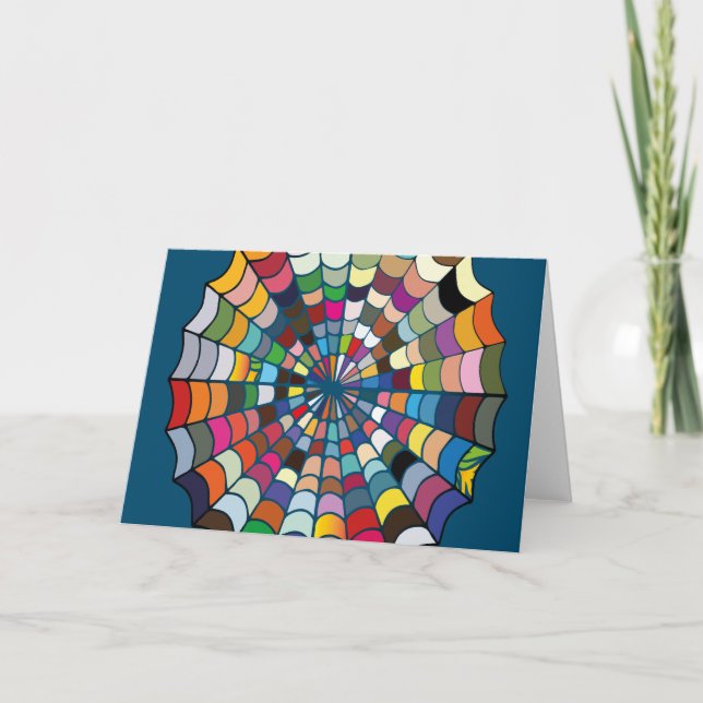 Multi colour Distorted Spider Web Pattern Card (Front)