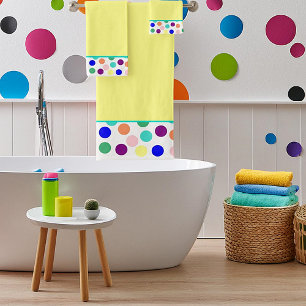 Multi colour dots bath towel set