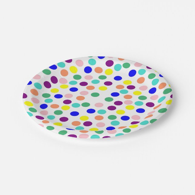 Multi colour dots paper plate (Angled)