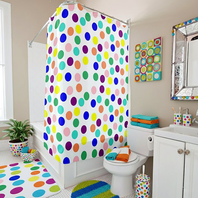 Multi colour dots shower curtain (Creator Uploaded)