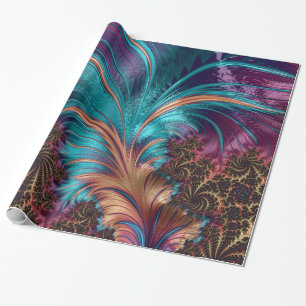Multi-Colour Feather Design Glossy Wrapping Paper