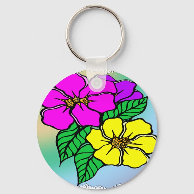 Multi Colour Floral Key Ring (Front)