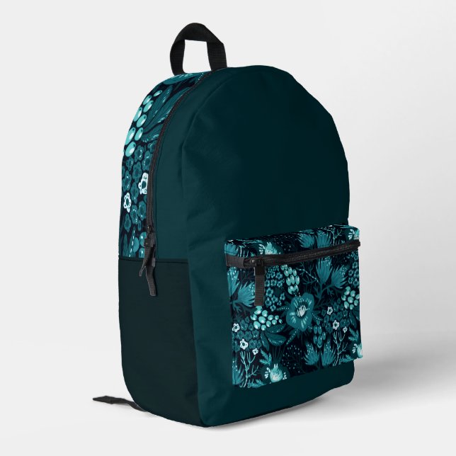 Multi-Colour 'Flower Pattern' Backpack  (Back Corner Left)