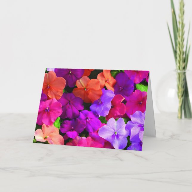 Multi Colour Flowers Card - blank (Front)