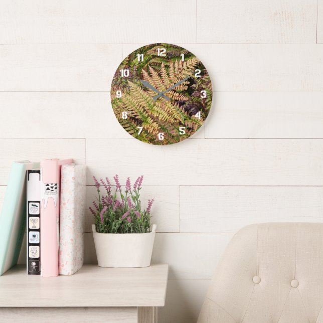 Multi Colour Forest Ferns Botanical Large Clock (Reading Room)