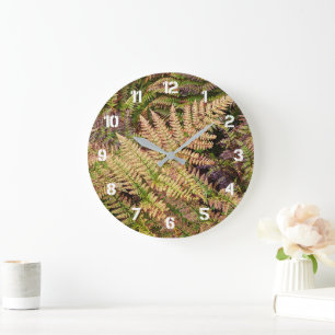 Multi Colour Forest Ferns Botanical Large Clock
