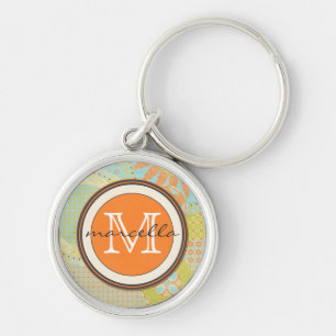 Multi Colour Geometric Shapes Bright Monogram Key Ring