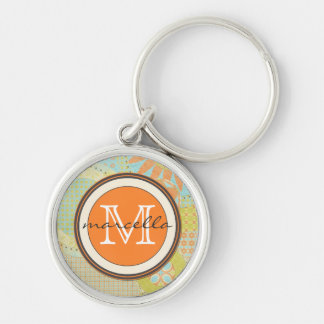 Multi Colour Geometric Shapes Bright Monogram Key Ring