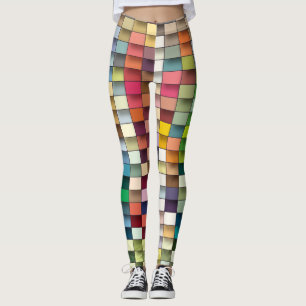 Multi colour geometric simple strip design leggings