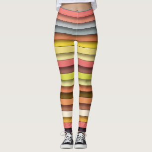 Multi colour geometric simple strip design leggings