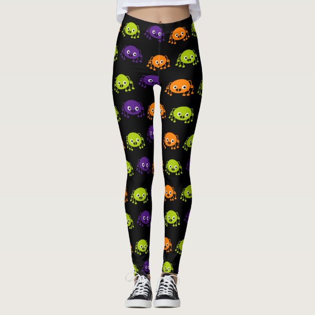 Multi colour Halloween Spider Leggings (Front)