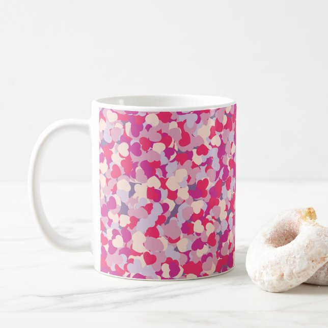 multi Colour Heart Confetti2 Coffee Mug (With Donut)