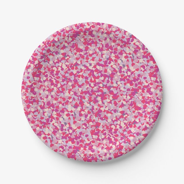 multi Colour Heart Confetti2 Paper Plate (Front)