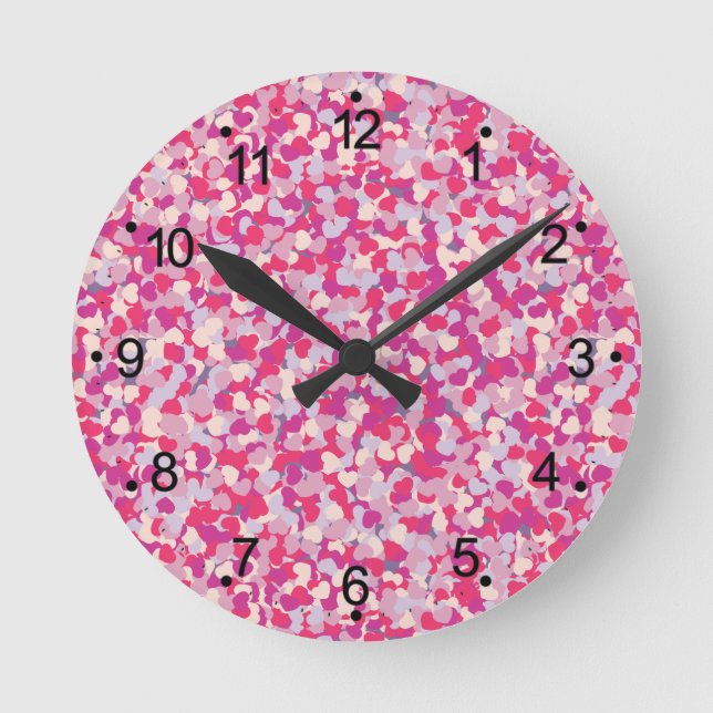 multi Colour Heart Confetti2 Round Clock (Front)