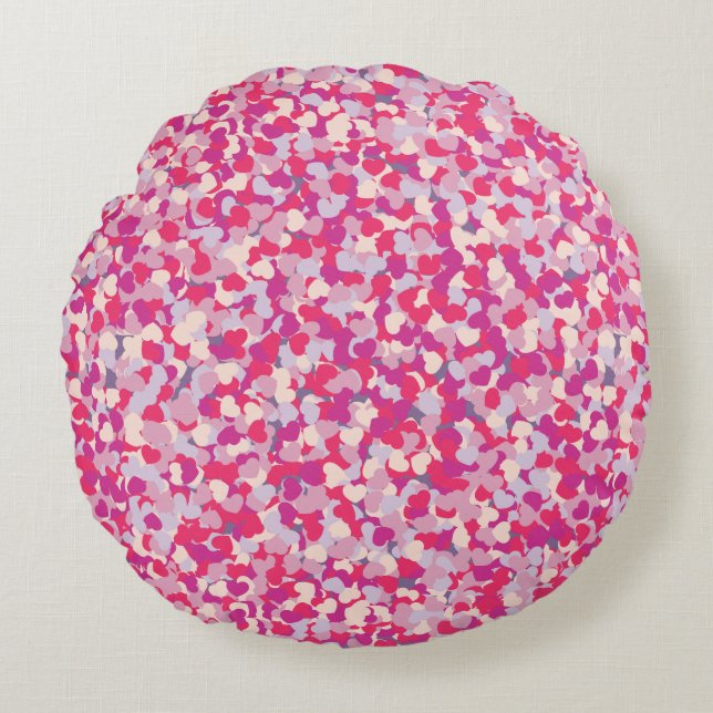 multi Colour Heart Confetti2 Round Cushion (Front)