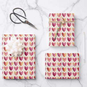 Multi Colour Hearts on Ivory  Wrapping Paper Sheet