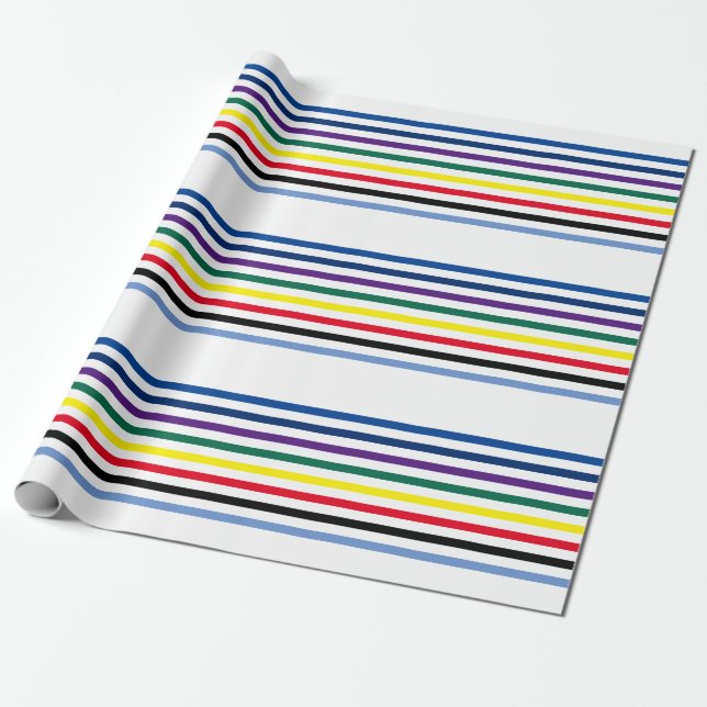 Multi-Colour Horizontal Stripes Colourful Wrapping Paper (Unrolled)