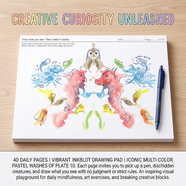Multi Colour Inkblot Drawing Prompt Sketchbook Pla Notepad (Creator Uploaded)