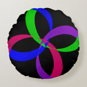 Multi Colour Interchange Geometric Round Pillow