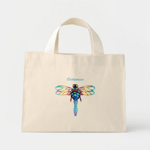 multi-colour iridescent dragonfly  mini tote bag