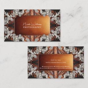 Multi Colour Leather Lace Look Rustic Photography Business Card