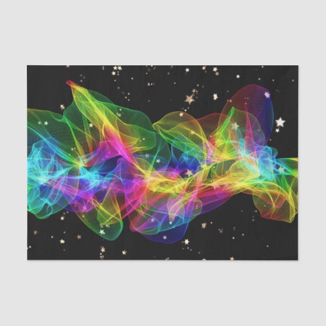Multi Colour Light Ribbon in Star Filled Sky Tissue Paper (Front)