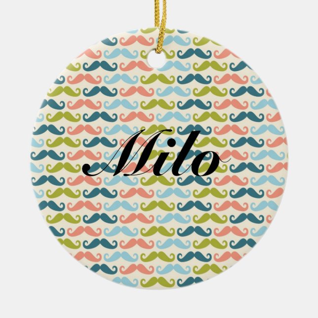 Multi-colour Moustache Personalised Ornament (Front)