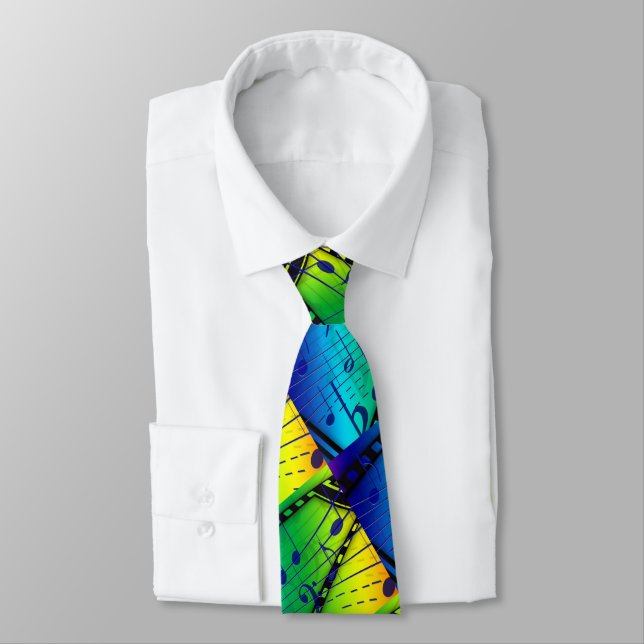 Multi Colour Music Symbols Print Necktie (Tied)