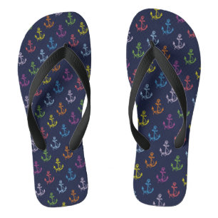 Multi-Colour Nautical Boat Anchors Pattern Jandals