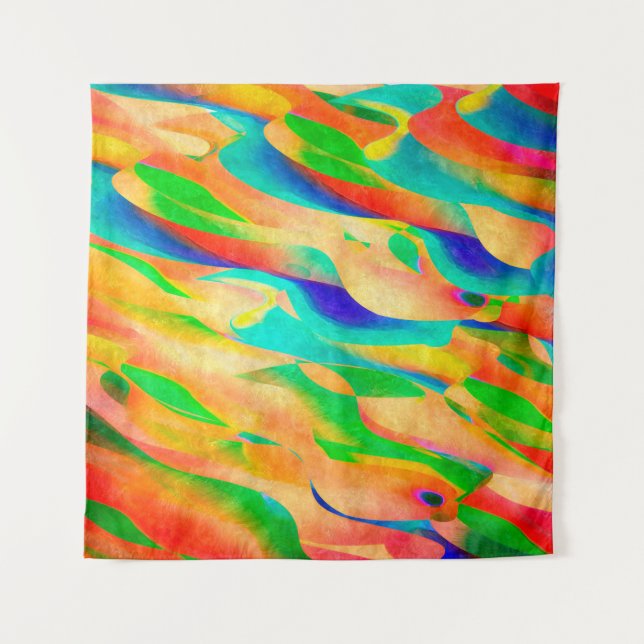 multi colour paint art abstract wallpaper backgrou tapestry (Front)