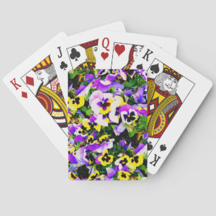 multi-colour pansy flowers playing cards