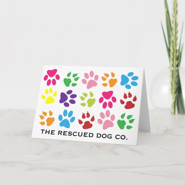 Multi-Colour Paw Print Note Cards (Front)