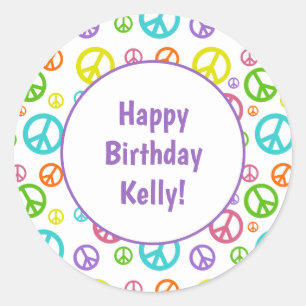 Multi Colour Peace Signs Classic Round Sticker