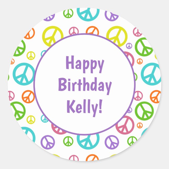 Multi Colour Peace Signs Classic Round Sticker (Front)