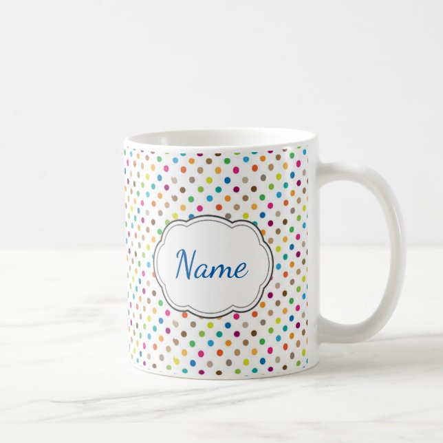 Multi Colour Polka Dot Personalised Mug (Right)