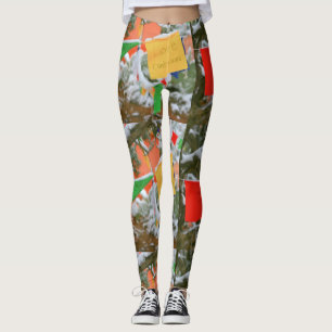 multi-colour prayer flags "love continues" leggings