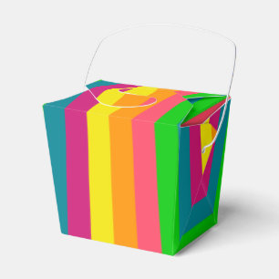 Multi Colour Rainbow Vertical Stripes Pattern Favour Box