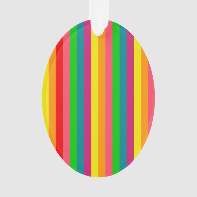 Multi Colour Rainbow Vertical Stripes Pattern Ornament (Back)