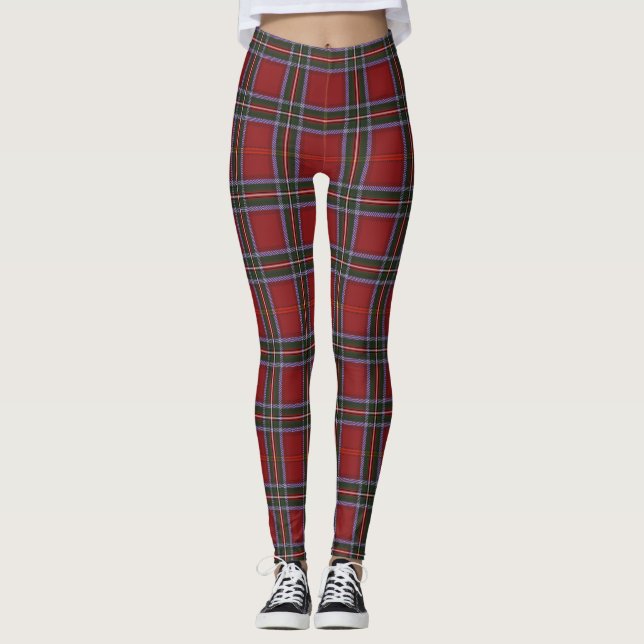 Multi-Colour Red Plaid Women's Leggings (Front)