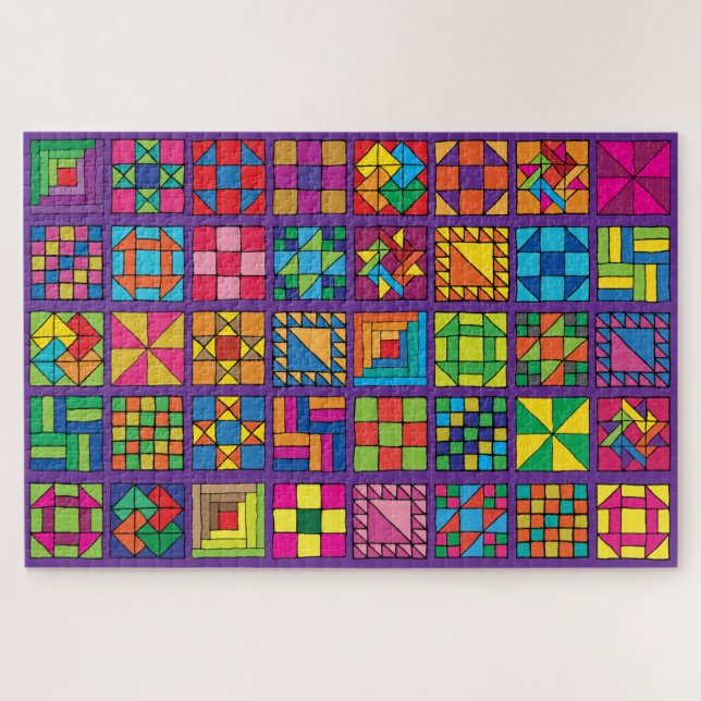 Multi-Colour Sampler Quilt 20" x 30" Jigsaw Puzzle (Horizontal)