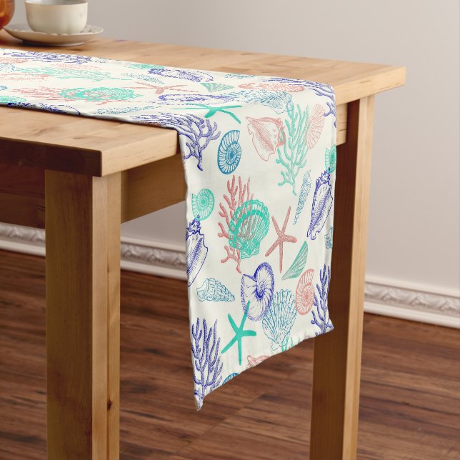 Multi-colour Sea Shells Short Table Runner (In Situ)