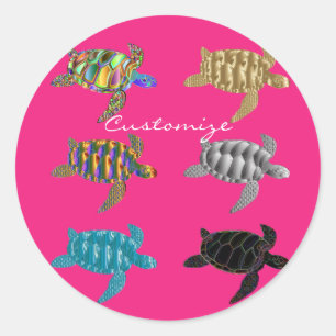 Multi-colour Sea Turtles Thunder_Cove Classic Round Sticker