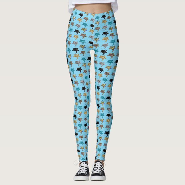 Multi-colour Sea Turtles Thunder_Cove Leggings (Front)