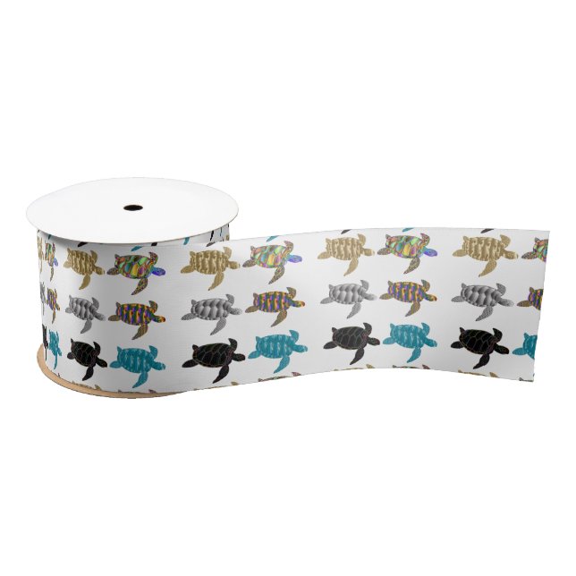 Multi-colour Sea Turtles Thunder_Cove Satin Ribbon (Spool)