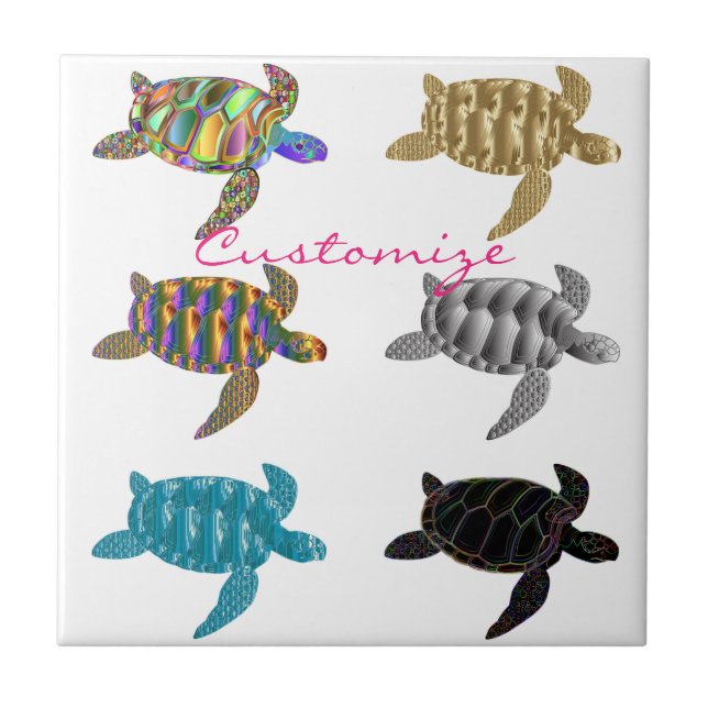 Multi-colour Sea Turtles Thunder_Cove Tile (Front)