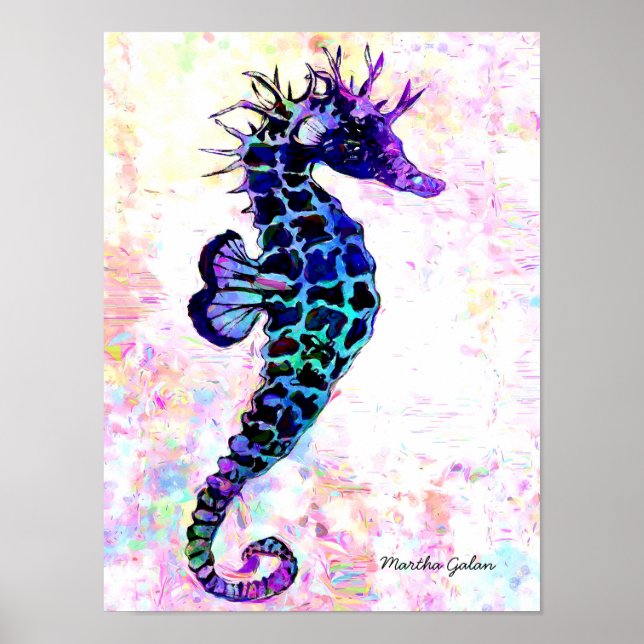 Multi colour Seahorse Artist Created Poster Print (Front)