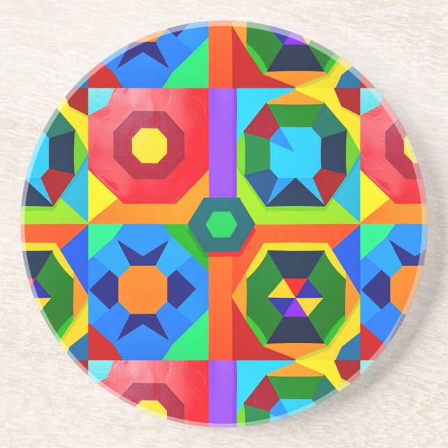 Multi Colour Shapes 2 Coaster (Front)