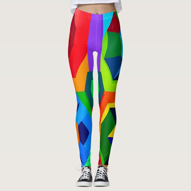 Multi Colour Shapes 2 Leggings (Front)